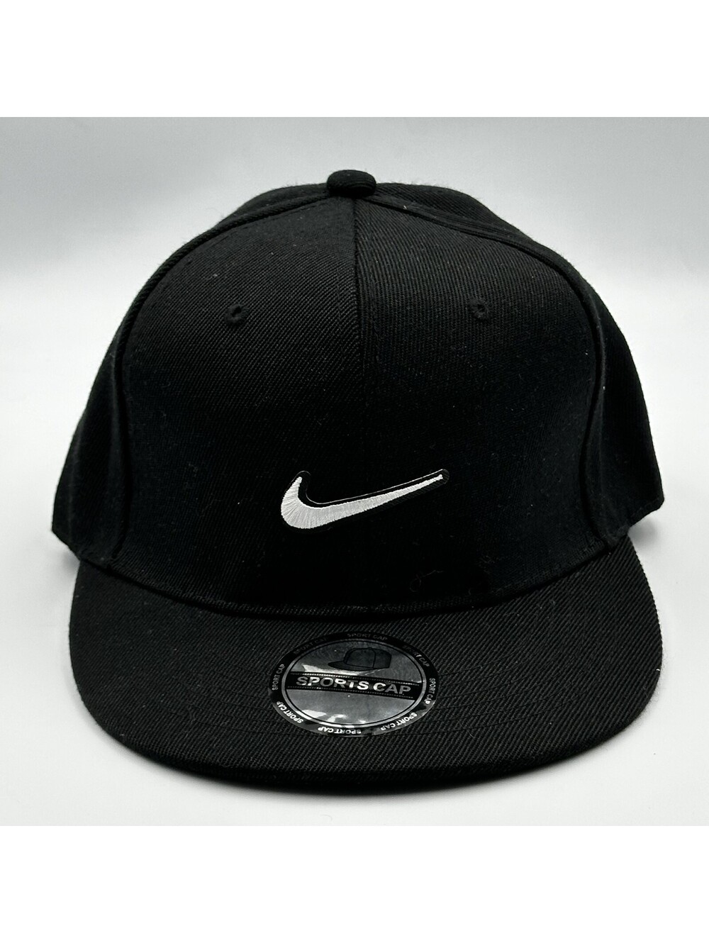 Nike Black Flat Brim Snapback Baseball Cap Hat Adjustable Polyester Blend